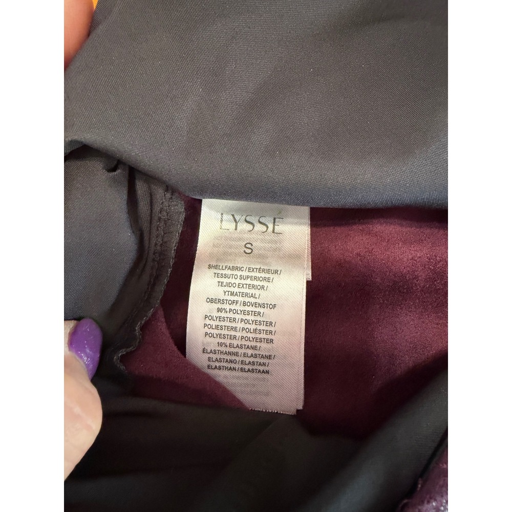 Lyssé Plum Faux Leather Leggings Small Vegan Leather Moto Leggings Goth Y2K Rock - Picture 5 of 6